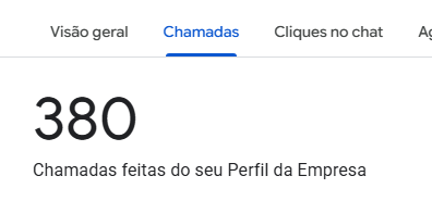 Print real do Google Perfil da Empresa: 380 chamadas
